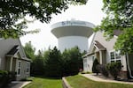 A water tower is seen on July 30 in Plymouth, Minn. A cyberattack targeted the operating technology at over 30 water systems in Minnesota, including Plymouth's late last month, state officials said.