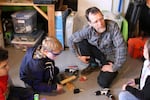 Jack Perrin teaches kids to use power tools at the Gorge Makerspace in White Salmon, Washington.