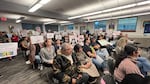 Dozens of people pack the Woodburn School Board meeting on March 11, 2025, in Woodburn, Ore. Most were urging board members to pass the original 'Safe and Welcoming Schools' resolution they rejected in a split vote two weeks prior. The resolution reaffirms protections for students, regardless of immigration status.