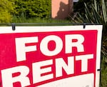 A “For Rent” sign in Southwest Portland, May 10. 2023. 