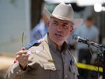 Victor Escalon, Regional Director of the Texas Department of Public Safety South, speaks to the press during a news conference outside of Robb Elementary School in Uvalde, Texas, Thursday, May 26, 2022.