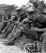 In this provided photo from 1966, American soldiers eat freeze-dried meals made by Oregon Freeze Dry.