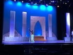 Student actor Megha Panikar rehearses as scene as Princess Anna in the musical "Frozen" at Westview High School, February 27, 2023.