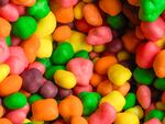 Extreme close up detail pile of multicolored candies