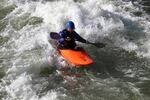 A kayaker plays on one of the more advanced waves in Bend's new whitewater park.