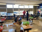 Gov. Kate Brown visits Scott Elementary students on the first day of hybrid learning April 1, 2021.