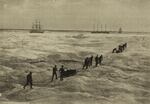 Members of a rescue crew hauling supplies to ice-bound whaling ships.