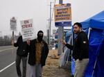 A picket line outside of Bigfoot Beverages in Eugene on Dec. 2, 2024.