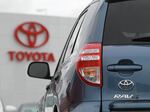 A Toyota RAV4 sits on the sales lot at a Toyota dealership in February 2011 in Oakland, Calif.
