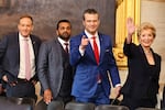 Linda McMahon appears with fellow Trump nominees (left to right) Lee Zeldin, Kash Patel and Pete Hegseth on Jan. 20, the president’s second Inauguration Day.