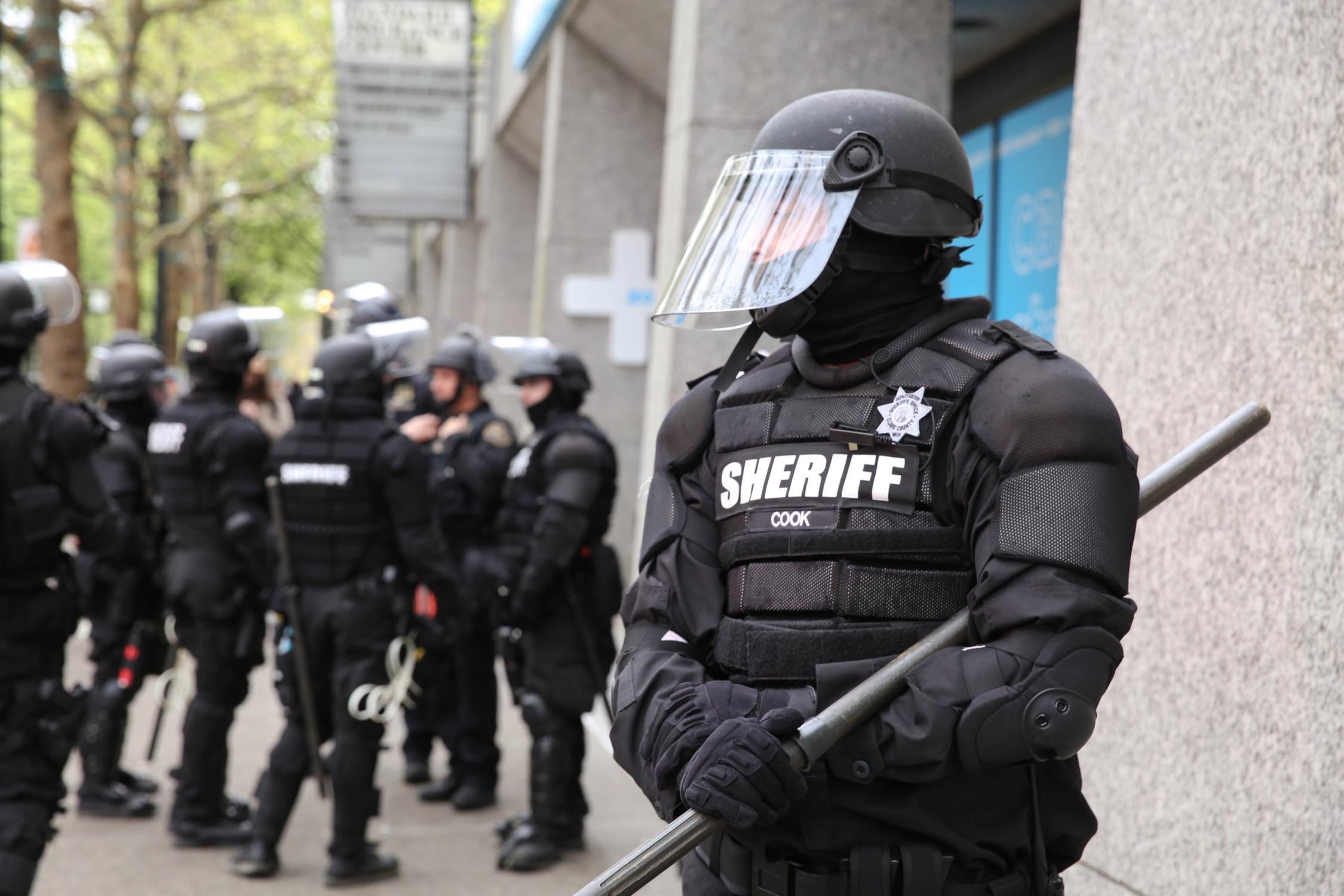Twenty-five people were arrested in Portland during a May Day protest that police say turned into a riot, May 1, 2017.