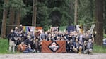 The Border Riders Motorcycle Club poses for a portrait during their 2018 Victoria Day Run.