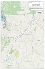 A map created by TC Energy outlines the route of the natural gas pipeline the company is proposing to expand.