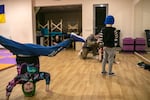 Children from the eastern city of Kharkiv which is being shelled regularly by Russainn forces, learing how to breakdance in order to relive tentions and stress from the onlgoing war in their city /country. Ukraine.