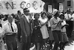 Civil rights protesters march from the Washington Monument to the Lincoln Memorial for the March on Washington on Aug. 28, 1963.