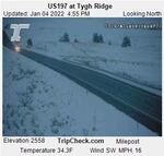 Snow piles up along US 197 south of Dufur as winter weather dumped snow in many parts of Oregon and Washington this week.