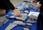 Drone parts are on display at the event in Pendleton.