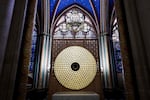 This photograph shows the Crown of thorns inside the reliquary of the Crown of Thorns designed by French Artist Sylvain Dubuisson during a visit of France's President at Notre-Dame de Paris cathedral in Paris, on November 29, 2024. The Notre-Dame Cathedral is set to re-open early December 2024, with a planned weekend of ceremonies on December 7 and 8, 2024, five years after the 2019 fire which ravaged the world heritage landmark and toppled its spire. Some 250 companies and hundreds of experts were mobilised for the five-year restoration costing hundreds of millions of euros. (Photo by STEPHANE DE SAKUTIN / POOL / AFP) / RESTRICTED TO EDITORIAL USE - MANDATORY MENTION OF THE ARTIST UPON PUBLICATION - TO ILLUSTRATE THE EVENT AS SPECIFIED IN THE CAPTION (Photo by STEPHANE DE SAKUTIN/POOL/AFP via Getty Images)