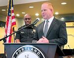 Robert Day, a longtime leader in the Portland Police Bureau who retired in 2019, speaks at a press conference at Portland City Hall on Sept. 20, 2023. 