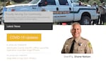 The slogan “Proudly Serving Our Community” along with a headshot of Sheriff Shane Nelson appear in this screenshot from the website of the Deschutes County Sheriff’s Office.