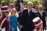 Venezuelan President Nicolás Maduro and his wife Cilia Flores arrive at the National Assembly for his swearing-in ceremony for a third term in Caracas, Venezuela, Friday, Jan. 10, 2025