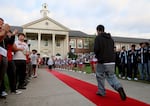 Student-athletes welcome freshmen as they walk a red carpet at North Salem High School on Tuesday, Sept. 3, 2024. The long-standing tradition welcomes ninth graders on their extra day before the rest of the students join on Wednesday.