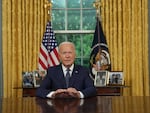 President Biden delivers an address from the Oval Office of the White House on July 14, 2024 in Washington, D.C., to call for a calming of political rhetoric a day after a shooting in Butler, Pa., left former President Trump injured at a campaign rally.