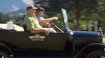 OPB's Ian McCluskey gets a hands-on experience behind the wheel of a Model T.