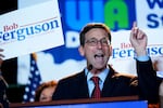 Democratic Washington Gov.-elect Bob Ferguson speaks to supporters at the Washington State Democrats election night party on Election Day, Tuesday, Nov. 5, 2024, in Seattle.