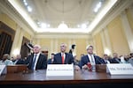 (L-R) Rusty Bowers, Arizona House Speaker; Brad Raffensperger, Georgia Secretary of State; and Gabriel Sterling, Georgia Secretary of State Chief Operating Officer, appear for testimony during the fourth hearing.