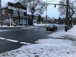With the region beset by winter storms all week, traffic was light on Macadam Avenue Southwest in Portland Friday, Jan. 19, 2024. An ice storm warning remains in effect until 10 a.m. Friday in the metro region with patchy drizzle forecast for much of the day.