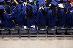 Howard University graduates arrive for the 2023 Commencement Ceremony in May, 2023.