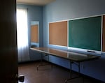 A classroom sits empty in Bethany Lutheran Church in Portland, Ore., on June 20, 2026. At one point, it had several classrooms full of students, but has been closed since 2024.