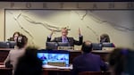 Mayor Ted Wheeler speaks at a Portland City Council, Wednesday, Oct. 26, 2022, during a series of resolutions that aim to build at least three large city-sanctioned camping sites and ban other homeless camping across Portland. 