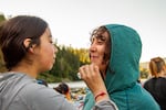 Ianka Purran, 15, Mapuche Pewenche (right), joined this historic river descent with Ríos to Rivers’ school, Kayakimün. Her home river, the Biobío River in Chile, is currently experiencing the harmful impacts of dams. Purran said she wanted to join the trip to learn the story of dam removal and return home with knowledge and tools to help her community one day see their river restored.