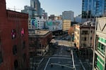 Streets sit empty during morning rush hour in downtown Portland, Ore., during coronavirus pandemic, March 20, 2020.