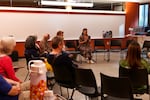 Hailey Maria Salazar, Yoeme or citizen of the Yaquis of Southern California, Assistant Teaching Professor in the Indigenous Nations Studies department, talks to a room full of community members at the grand opening of the Vernier Science Center on September 27, 2024.