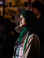 People rally outside the Powell Street Station in downtown San Francisco to call for a cease-fire in Gaza as President Biden arrives for the Asia-Pacific Economic Cooperation conference on Nov. 14, 2023. Full story here.