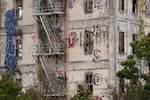 The remains of the Centennial Mills building.