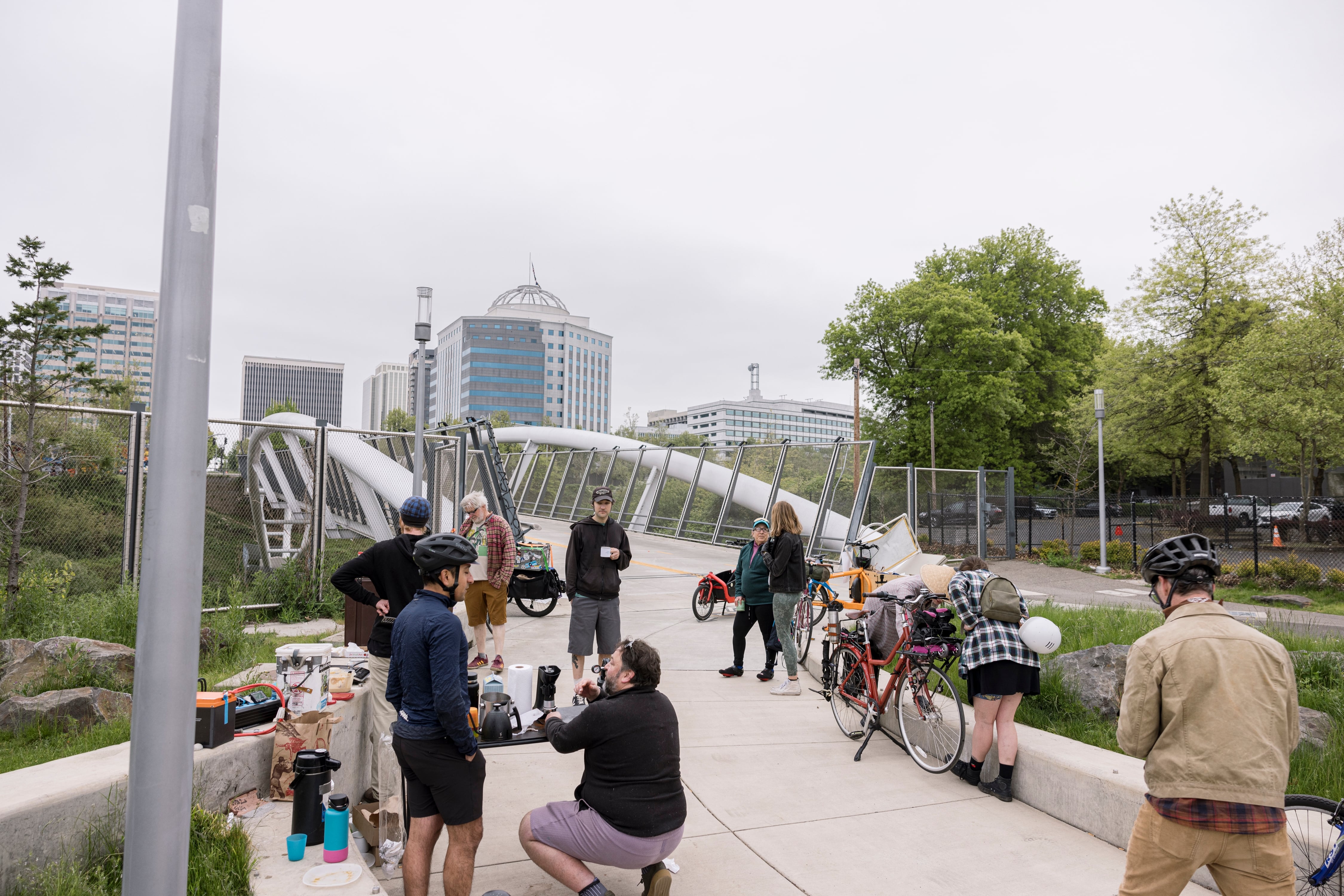 Some riders attempt to stop by each of the four participating bridges in a single morning, to enjoy the various breakfast options and party-like atmosphere.
