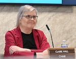 Claire Hall, as seen in this 2024 photo, served on the Lincoln County board of commissioners for 21 years. She died suddenly Sunday in Portland from health complications.
