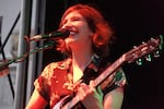 Sleater-Kinney's Carrie Brownstein performs at downtown Portland's Pioneer Courthouse Square on Aug. 7, 2024 as part of PDX Live 2024.