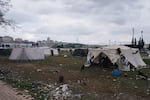 A view of the makeshift camp inhabited by Kurdish migrant workers.
