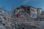 A destroyed kindergarten No. 20 in the city of Sloviansk, Donetsk region.