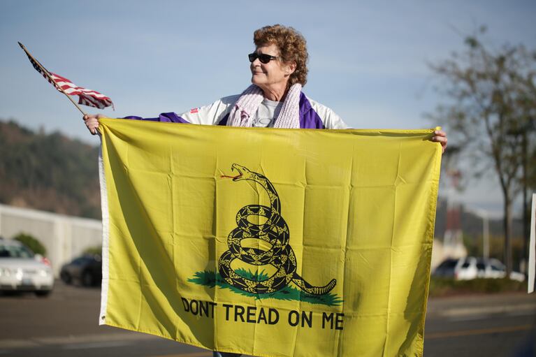 Leslie Corp from Wolf Creek said she came out to "show my support for the shooting and my disgust for Obama." She believes the president turned the shooting into a political point. "He does not care about us," she said.