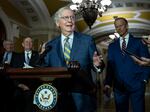 Senate Minority Leader Mitch McConnell (R-KY) speaks during a news conference at the U.S. Capitol on March 7, 2023 in Washington, DC.