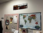 An “Everyone is Welcome” sign hangs in Sarah Inama's classroom.