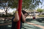 A 13 year old Kibbutz member plays with her friends on September 23 in Kibbutz Beeri.