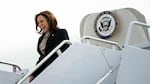 Vice President Kamala Harris disembarks Air Force 2 at the Minneapolis-St. Paul airport in St. Paul, Minn., on March 14, as part of a series of events on protecting reproductive rights.