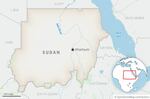 This is a locator map for Sudan with its capital, Khartoum.